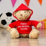 Personalised Keeleco medium Dougie bear with red hoodie Birthday Gifts 4