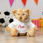 Personalised Keeleco medium Dougie bear with white hoodie Birthday Gifts 3