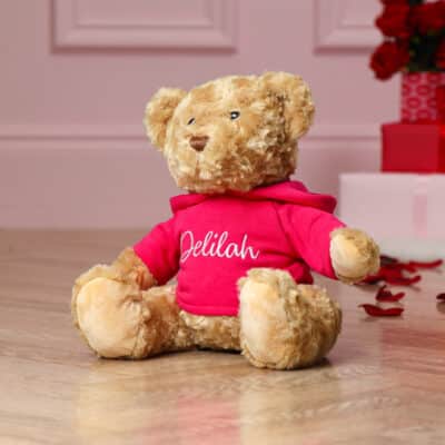 Valentines personalised Keeleco recycled large Dougie bear with hoodie Keel Toys 2