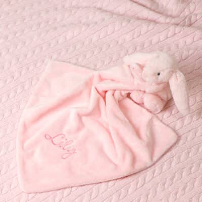 Personalised Jellycat bashful bunny baby pink soother Comforters and Soothers