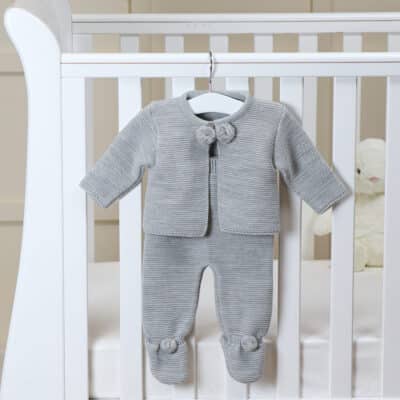 Dandelion grey personalised knitted jacket and leggings set Baby Wear 2