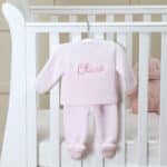 Dandelion pink personalised knitted jacket and leggings set Baby Wear 3