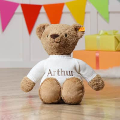 Personalised Steiff Thommy caramel teddy bear soft toy in 2 sizes Baby Shower Gifts 2